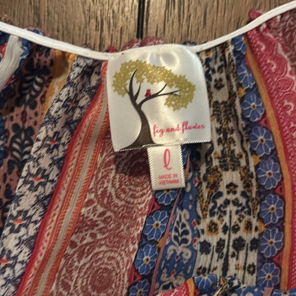 Anthropologie Fig and Flower Sheer Layered Print Over Dress - Picture 4 of 10
